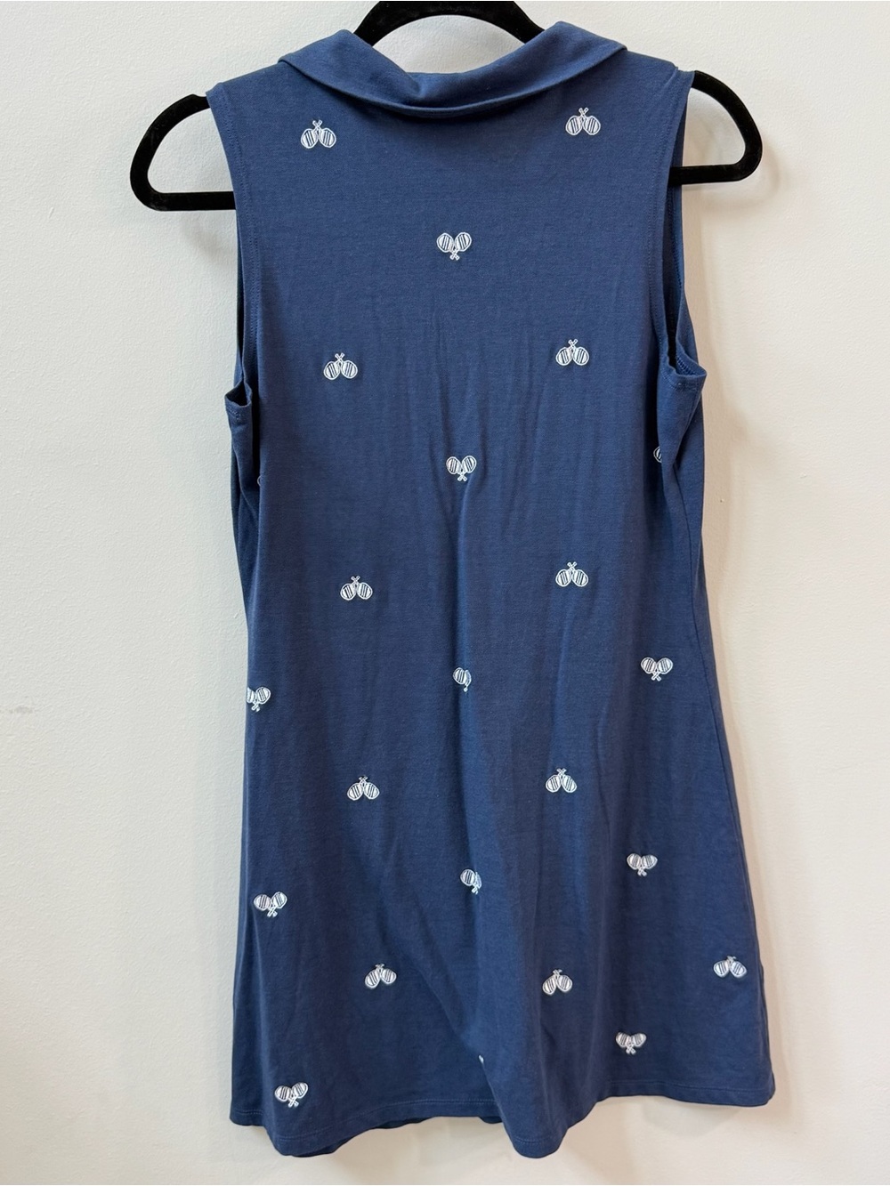 Sigrid Olsen Navy Sleeveless Polo Dress with White Embroidery - Picture 2 of 3